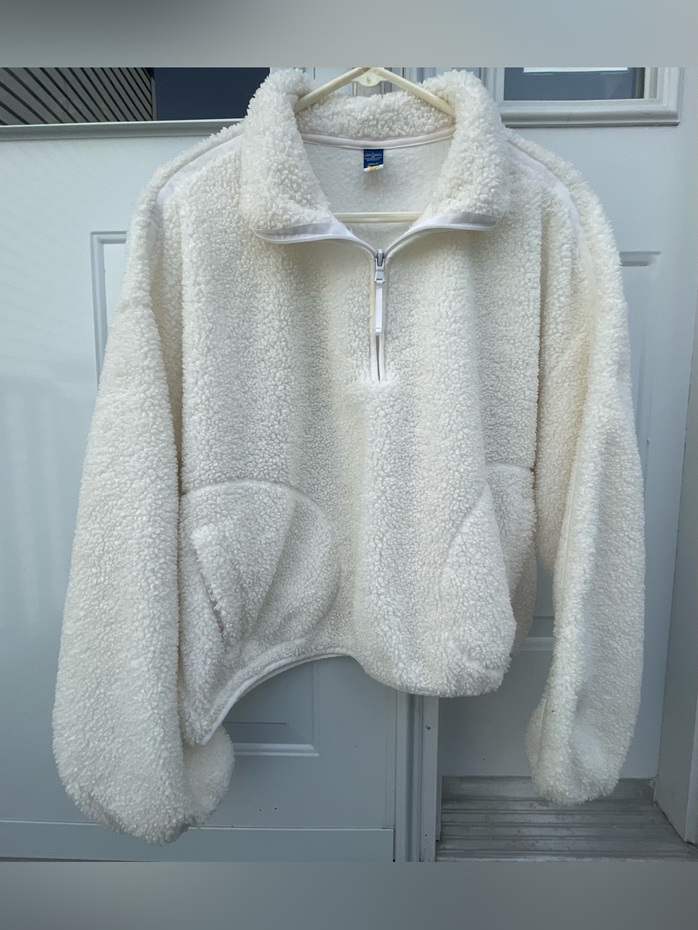 Women’s Sherpa Quarter-Zip Pullover by never not hustling - Sea Salt - LARGE